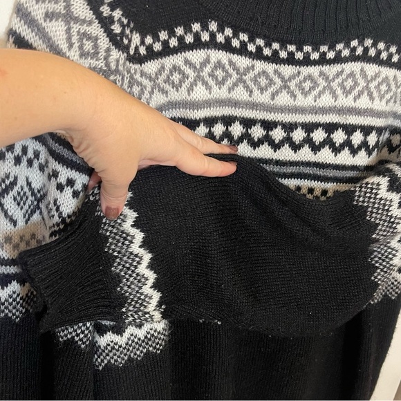 Intialpaca Fair Isle alpaca sweater gray black white large - Picture 8 of 9